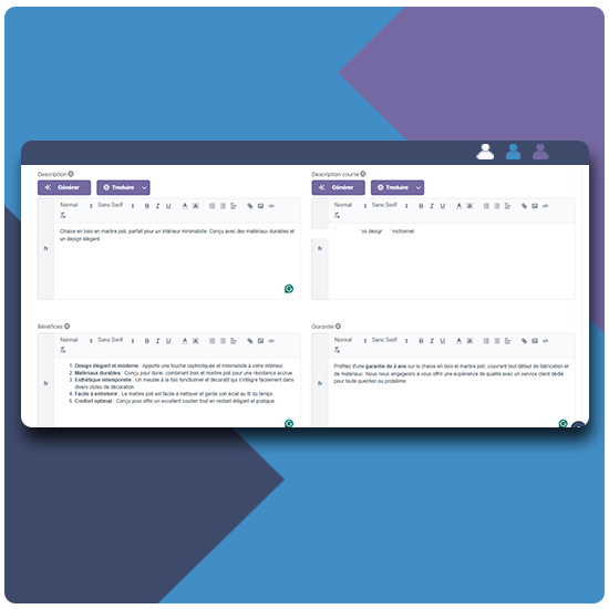 Descriptions produits optimisées